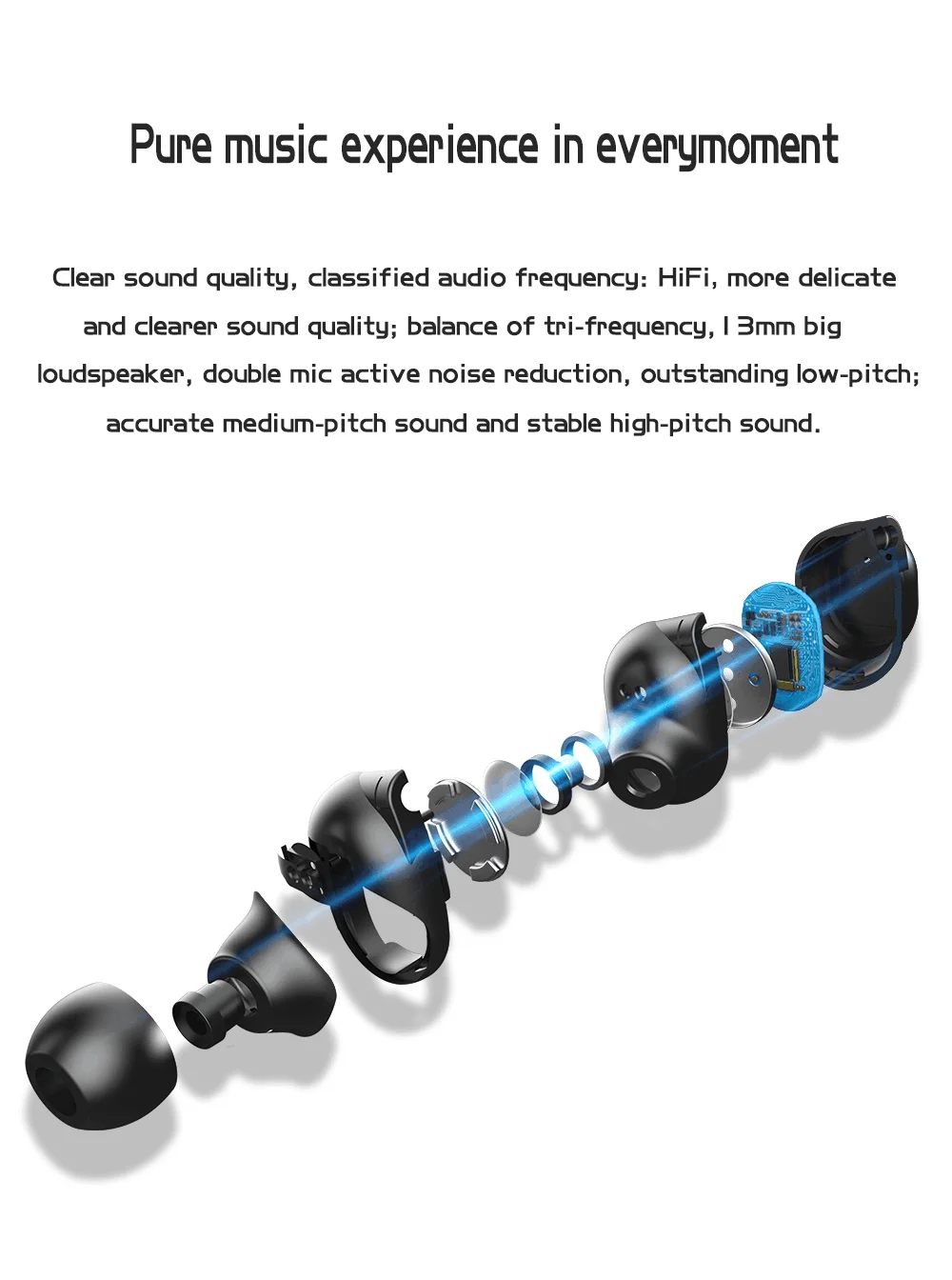 2019 hot selling TWS-X6 noise cancelling single earphone touching control wireless earbud with charging case - ANKUX.COM
