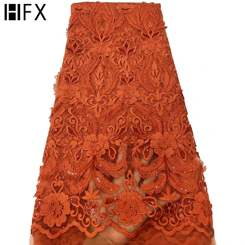 HFX 2020 Burnt Orange African Embroidered Sequin Tulle High Quality Mesh Lace Fabric for Party
HFX 2020 Burnt Orange African Embroidered Sequin Tulle High Quality Mesh Lace Fabric for Party