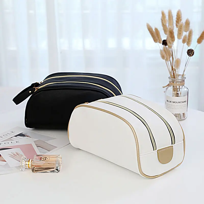 2022 Factory OEM White PU Leather Cosmetic Bag Double Zipper Keep Shape Makeup Bag, Customized color
2022 Factory OEM White PU Leather Cosmetic Bag Double Zipper Keep Shape Makeup Bag, Customized color