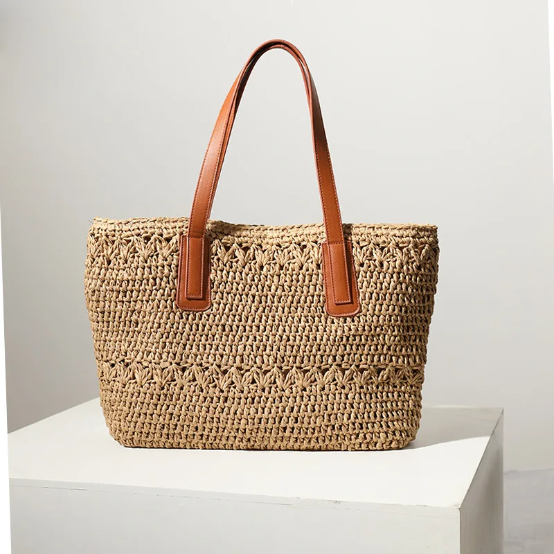 New Arrival Designer Women Purses Bags Handbags Crochet Paper Straw Beach Tote Bag with Faux Leather Handle
New Arrival Designer Women Purses Bags Handbags Crochet Paper Straw Beach Tote Bag with Faux Leather Handle