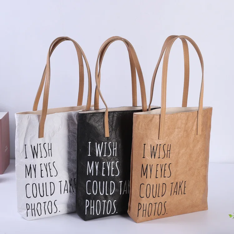 water resistant shopping washable kraft paper shopping bag with