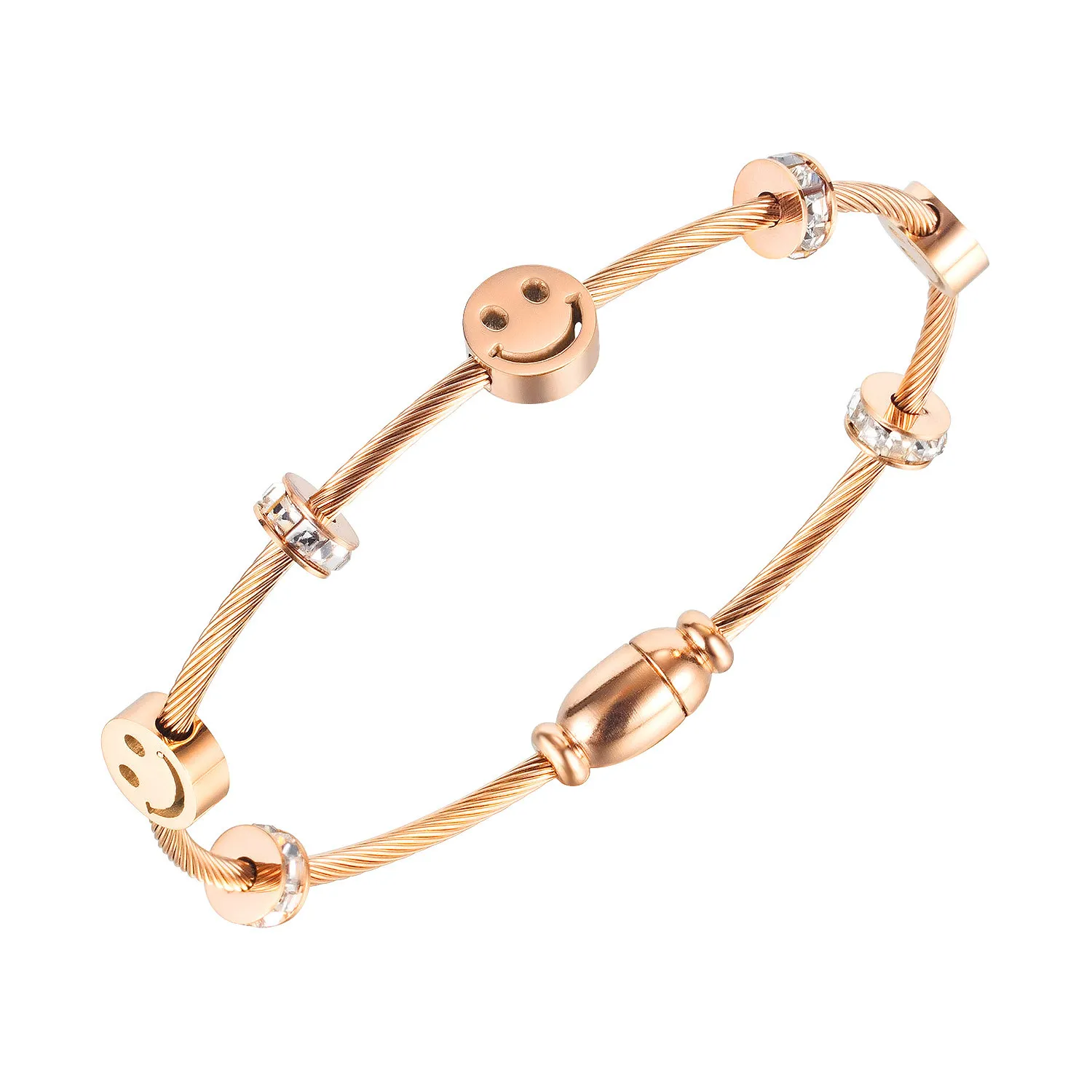 New arrival fashion trendy rose gold smile charm wire bracelets bangle stainless steel jewelry bracelets
New arrival fashion trendy rose gold smile charm wire bracelets bangle stainless steel jewelry bracelets