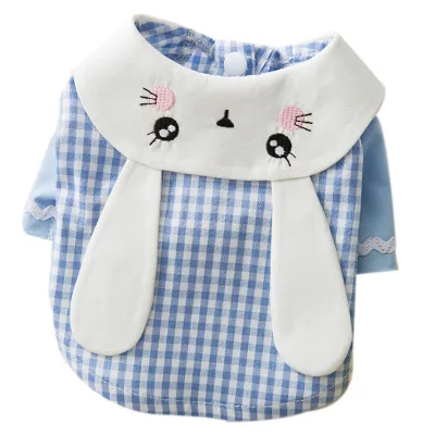 2021 Dog Clothes Cute Bunny Shirt Summer Breathable Cat Plaid T-shirt Pet Accessories, Blue plaid
2021 Dog Clothes Cute Bunny Shirt Summer Breathable Cat Plaid T-shirt Pet Accessories, Blue plaid