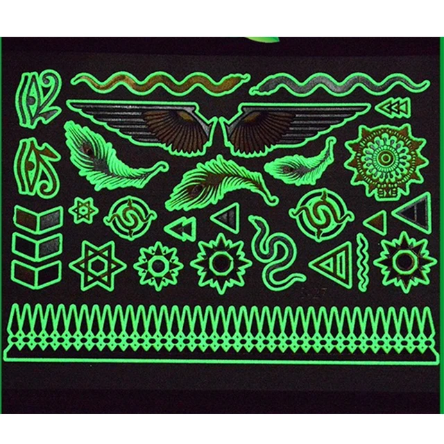 Non-toxic High Quality Waterproof Temporary Night Fluorescence Glow In The Dark Tattoo Sticker, Metallic gold
Non-toxic High Quality Waterproof Temporary Night Fluorescence Glow In The Dark Tattoo Sticker, Metallic gold