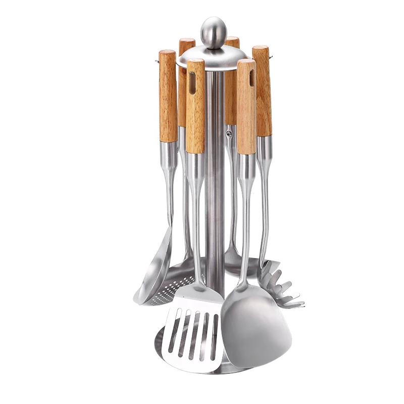 Solid beech handle stainless steel kitchen accessories tools cooking spatula spoon set
Solid beech handle stainless steel kitchen accessories tools cooking spatula spoon set