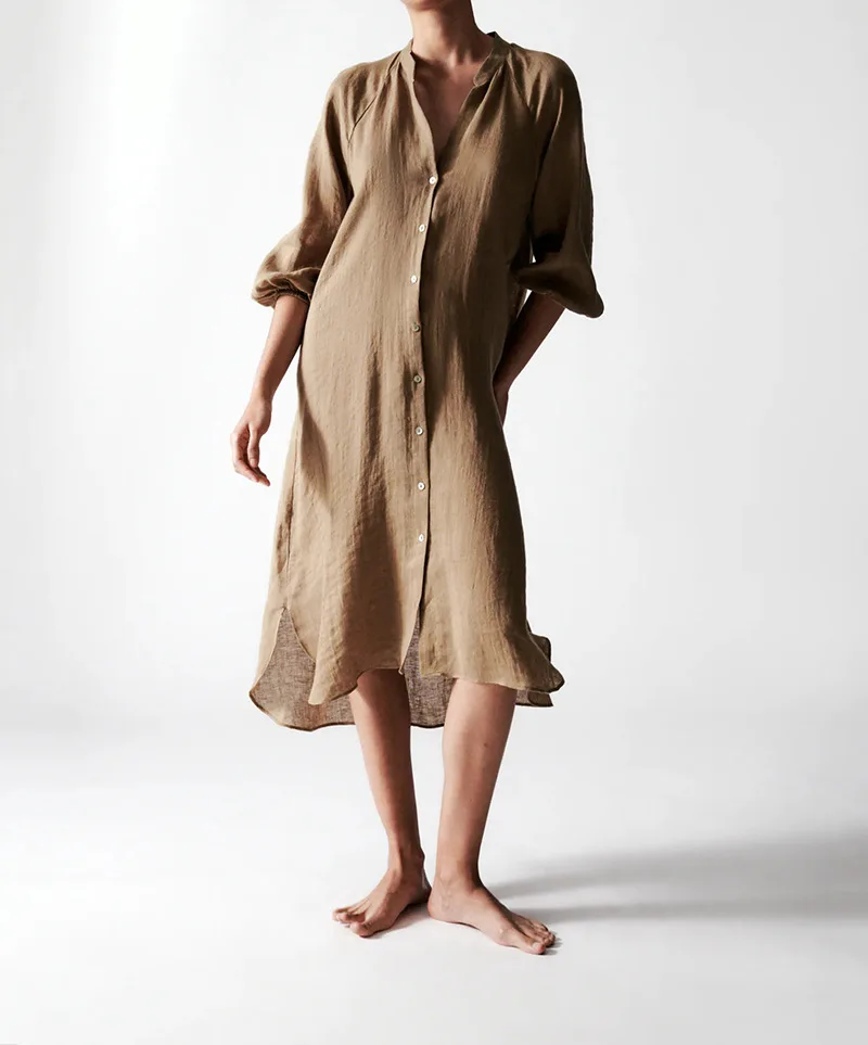 Wholesale 2021 Autumn New Pure Color Simple Style V-neck Loose and Thin Long-sleeved Shirt-style Linen Women Dress
Wholesale 2021 Autumn New Pure Color Simple Style V-neck Loose and Thin Long-sleeved Shirt-style Linen Women Dress