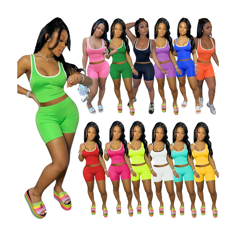 New fashion summer 2021 girls clothing sexy fashion tank top shorts two 2 piece sport set yoga suit for women, 13 colors
New fashion summer 2021 girls clothing sexy fashion tank top shorts two 2 piece sport set yoga suit for women, 13 colors