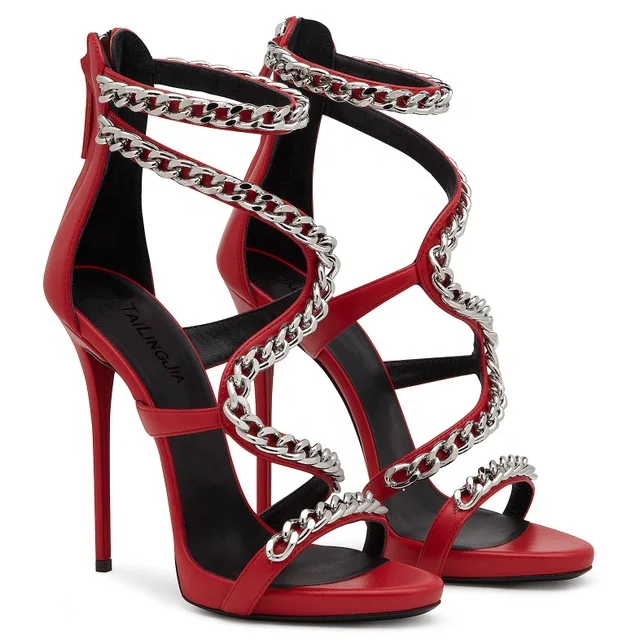 OEM Customized Sexy Strap Chain Sandals Back Zipper Party High Heeled Fashion High Heels For Women
OEM Customized Sexy Strap Chain Sandals Back Zipper Party High Heeled Fashion High Heels For Women