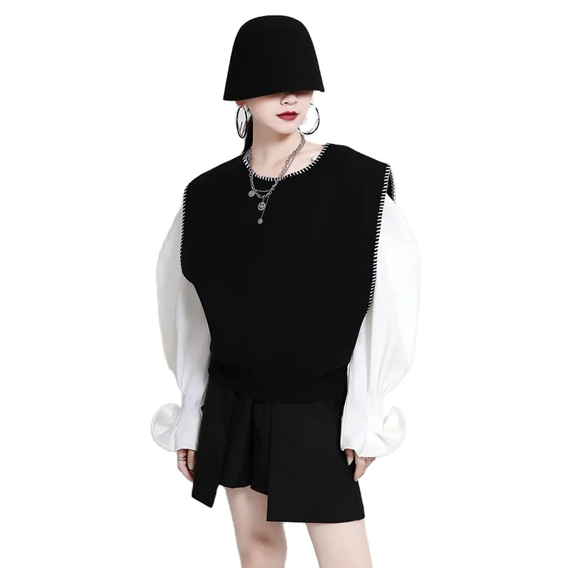 2021Autumn Winter New arrival black color OEM casual custom top V neck sleeveless sweater vest for women 1578, Customized color
2021Autumn Winter New arrival black color OEM casual custom top V neck sleeveless sweater vest for women 1578, Customized color