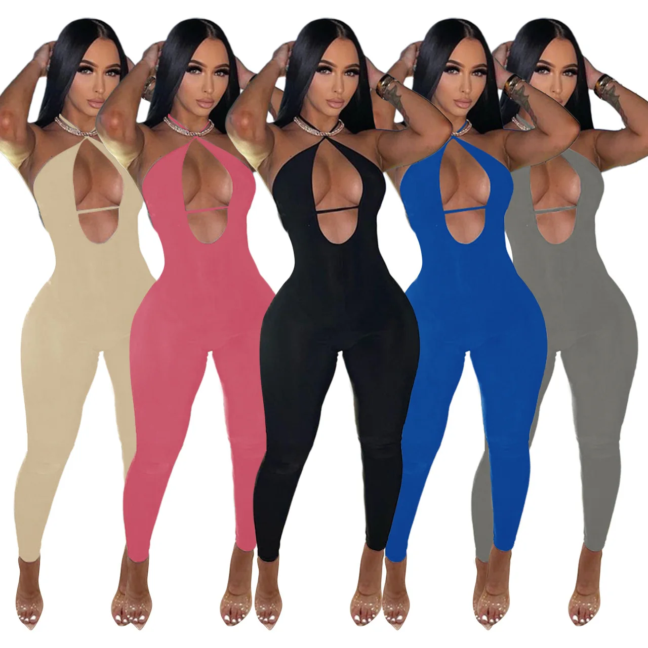 Cami Jumpsuit European and American Women's New Sexy Back Hanging Neck Sleeveless Buttock Sports Halter Jumpsuit, Picture color
Cami Jumpsuit European and American Women's New Sexy Back Hanging Neck Sleeveless Buttock Sports Halter Jumpsuit, Picture color