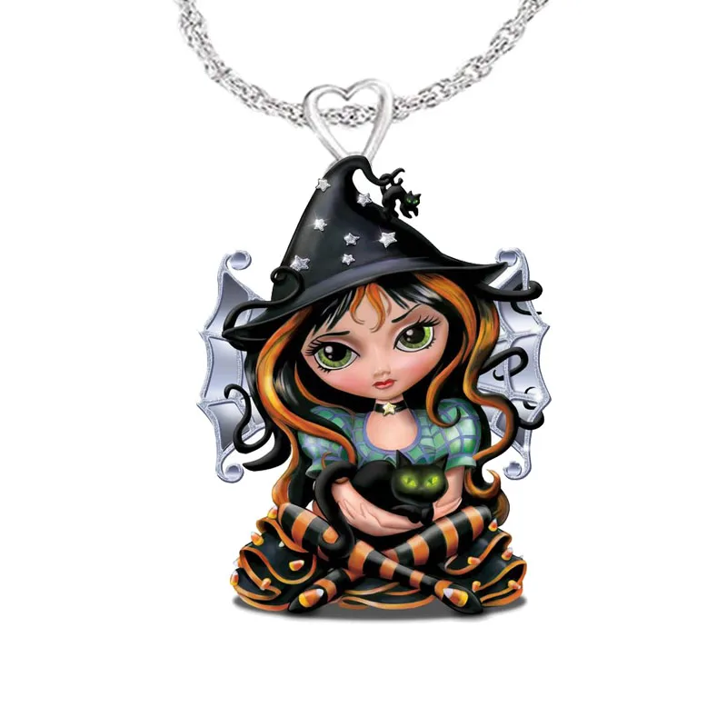Cute girl favorite jewelry accessories acrylic cat witch necklace ladies Halloween accessories
Cute girl favorite jewelry accessories acrylic cat witch necklace ladies Halloween accessories
