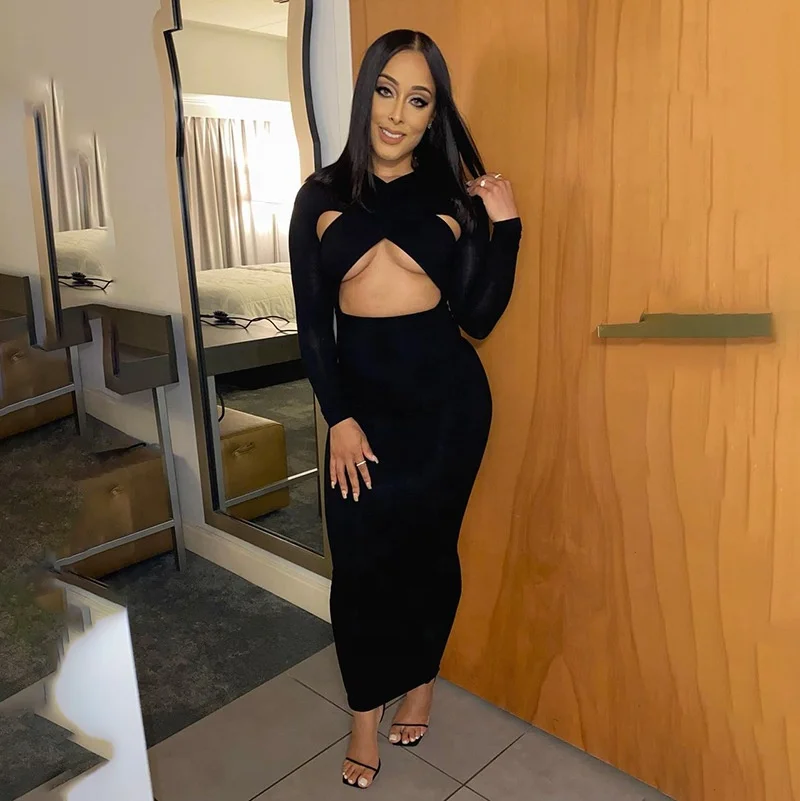KX-DS441 Ready to ship criss-cross maxi bodycon dresses clothing cutout black women sexy long sleeve dresses
KX-DS441 Ready to ship criss-cross maxi bodycon dresses clothing cutout black women sexy long sleeve dresses