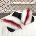 house slippers luxuryprivate label indoor slippers women solid fox fur slides ladies