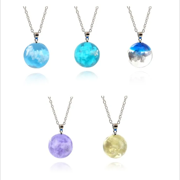 Creative handmade jewelry blue sky dolomson transparent spherical resin pendant
Creative handmade jewelry blue sky dolomson transparent spherical resin pendant