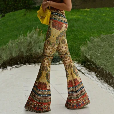 ew Boho Summer Women's Stretch Bell Bottom Trousers Ladies Slim Printed Flared Pants High Waist Fashion Women Long Pants
ew Boho Summer Women's Stretch Bell Bottom Trousers Ladies Slim Printed Flared Pants High Waist Fashion Women Long Pants