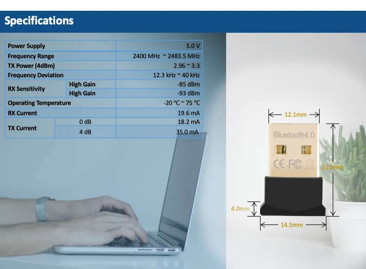 specifications of CC2540 BLE master dongle