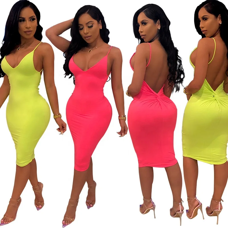 KX-HL1001 Hot sell green pink backless dress with strap woman summer solid sleeveless dresses sexy
KX-HL1001 Hot sell green pink backless dress with strap woman summer solid sleeveless dresses sexy