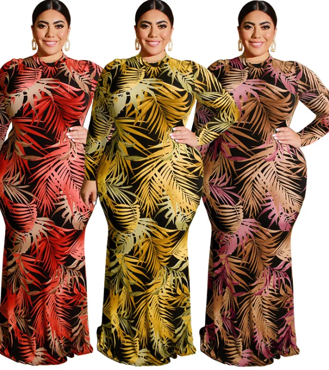 Wholesale 5XL Plus Size Dresses Full Sleeve Plant Print Pacific Island Dress Floral Printed Maxi Dresses For Women, Shown
Wholesale 5XL Plus Size Dresses Full Sleeve Plant Print Pacific Island Dress Floral Printed Maxi Dresses For Women, Shown