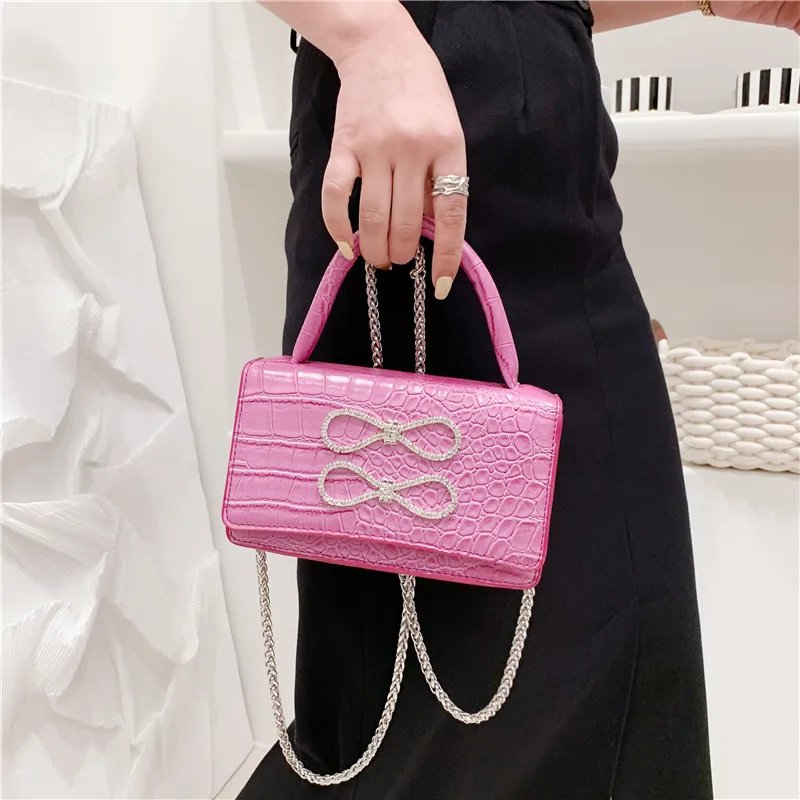 Korean Stylish Women Handbags Gradient Color Personalized Crocodile Pattern Designer Bags Mini Square Bag with Rhinestone Bow, As picture
Korean Stylish Women Handbags Gradient Color Personalized Crocodile Pattern Designer Bags Mini Square Bag with Rhinestone Bow, As picture