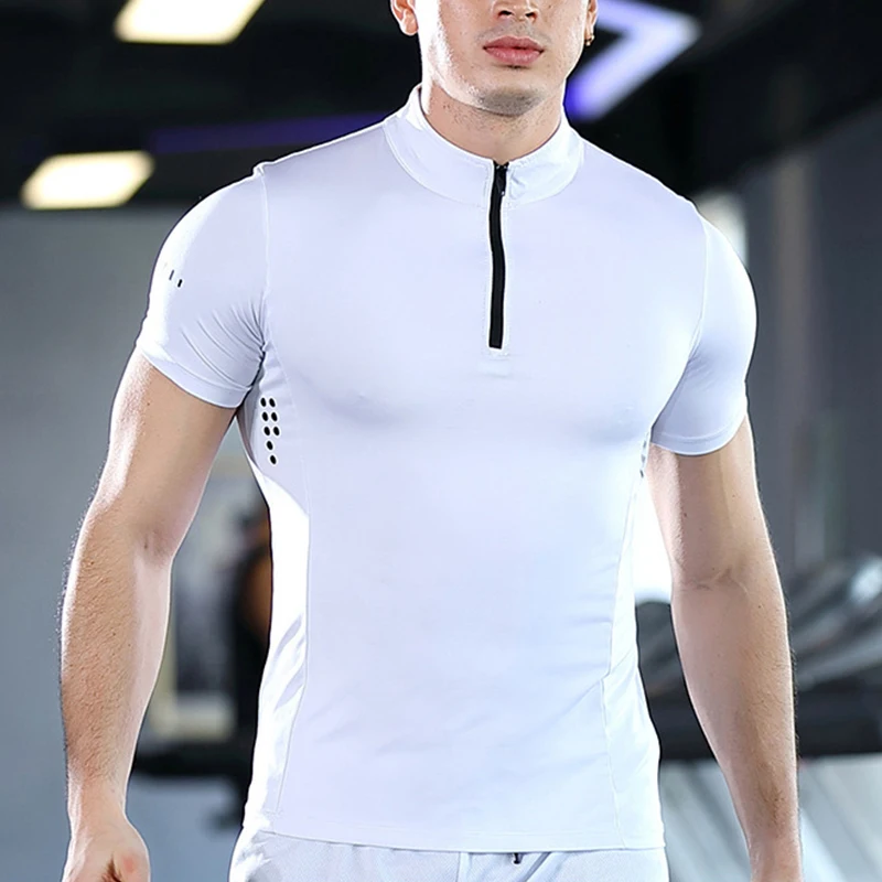 Summer running quick-drying polo shirt half zip stand collar short sleeve t-shirts mens muscle fitness clothes top
Summer running quick-drying polo shirt half zip stand collar short sleeve t-shirts mens muscle fitness clothes top