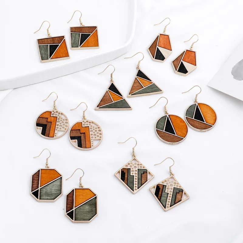 Simple Elegant Fashion Trend Simple Design Wholesale Texture Combination Contrast Color Block Geometric Wood Earrings, Picture
Simple Elegant Fashion Trend Simple Design Wholesale Texture Combination Contrast Color Block Geometric Wood Earrings, Picture