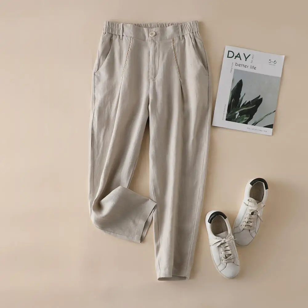 Wholesale linen pants women casual loose pants office trousers pants