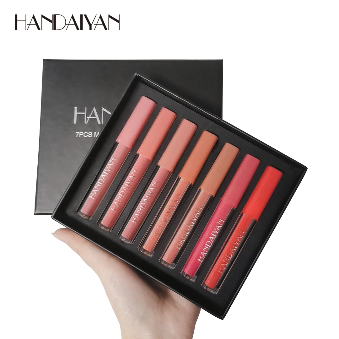 

HANDAIYAN 7pcs matte liquid lipstick set high pigment smooth lightweight long lasting smudge proof lip gloss holiday collection, 7colors lipgloss set