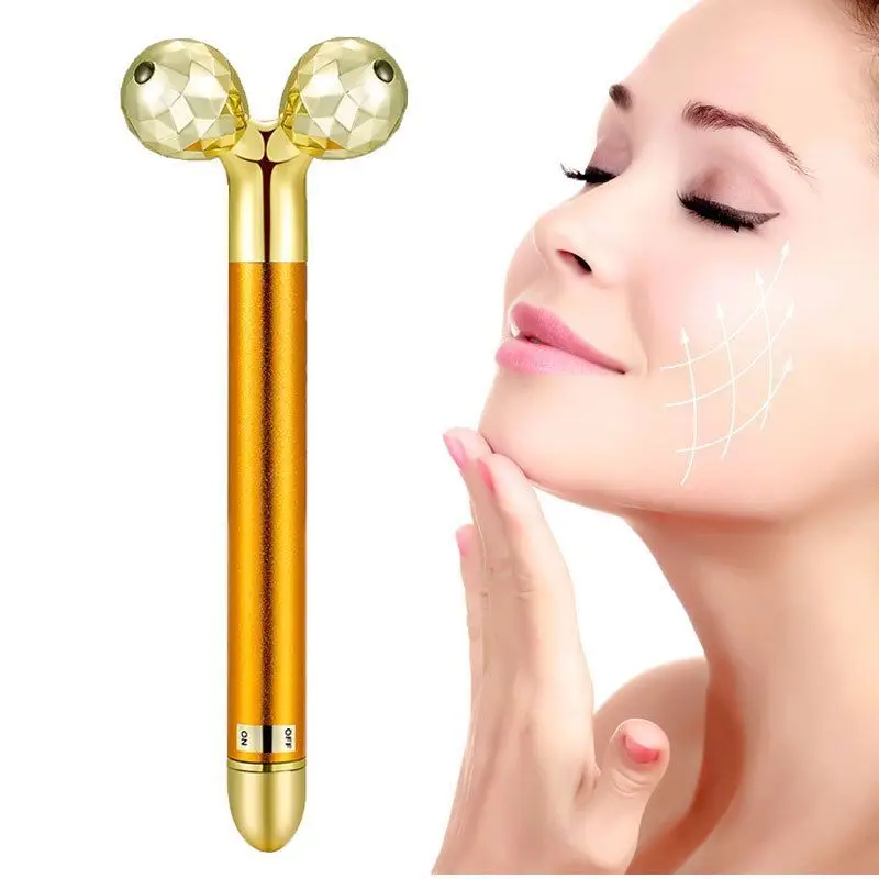 Instrument korean vibrating roller gold energy beauty bar v face lifting massager massage 3d massage roller, Gold/black
Instrument korean vibrating roller gold energy beauty bar v face lifting massager massage 3d massage roller, Gold/black