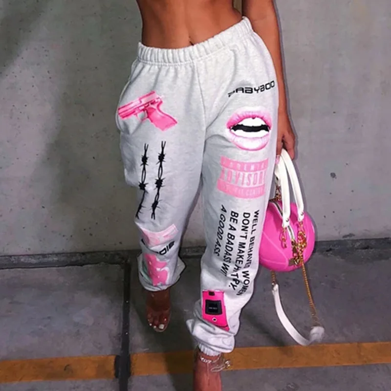 Street Wear Fashion Lip Printed Elastic Waist Casual Harlem Pants Women Loose Sporty Autumn Trousers Pants For Women, Black, white
Street Wear Fashion Lip Printed Elastic Waist Casual Harlem Pants Women Loose Sporty Autumn Trousers Pants For Women, Black, white