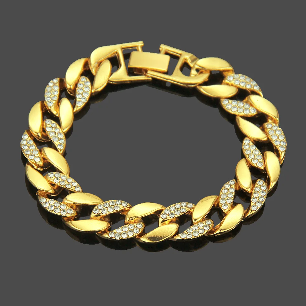 European and American Amazon Hot Hip Hop Rhinestone Bracelet Men's Gold Plated Bracelet Cuban Chain, Silver,gold or custom
European and American Amazon Hot Hip Hop Rhinestone Bracelet Men's Gold Plated Bracelet Cuban Chain, Silver,gold or custom