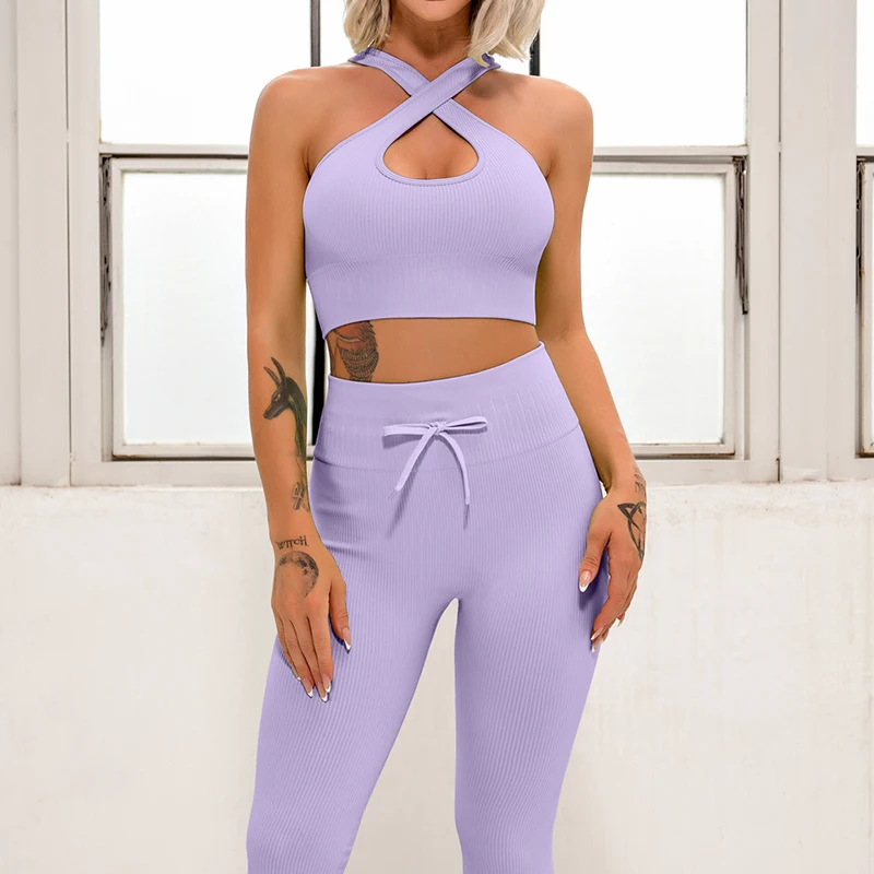 High Quality Gym Fitness Set Cross-Shoulder Strap Seamless Workout Clothes Suit Women Cycling Active Wear Yoga Sports Bra Set
High Quality Gym Fitness Set Cross-Shoulder Strap Seamless Workout Clothes Suit Women Cycling Active Wear Yoga Sports Bra Set