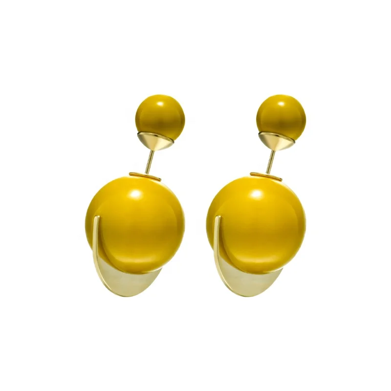 New Trendy Colorful Pearl Earrings Double Sided Ball Earrings for Women Star Heart Charms, White, pink, green, yellow
New Trendy Colorful Pearl Earrings Double Sided Ball Earrings for Women Star Heart Charms, White, pink, green, yellow