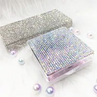 

Glitter Bling diamonds Empty Diamond Lash Box Bling Mink Eyelash Case square lash box without Eyelashes