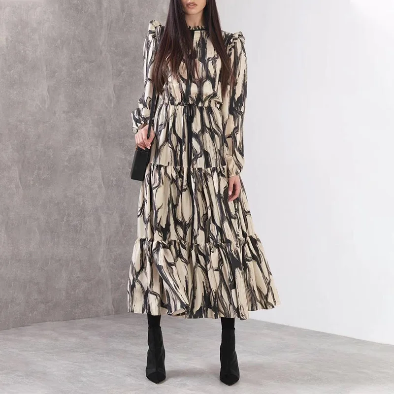 Elegant Summer Print Dresses Women Lantern Long Sleeve High Waist Dress Fashion New
Elegant Summer Print Dresses Women Lantern Long Sleeve High Waist Dress Fashion New