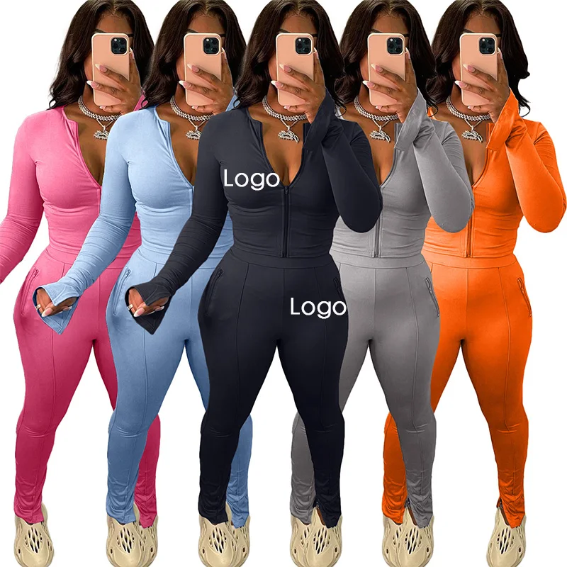 Custom Logo 2022 Solid Color Long Sleeve Bodycon Zipper Custom Women Sweatsuit Set Tracksuit, As the picture
Custom Logo 2022 Solid Color Long Sleeve Bodycon Zipper Custom Women Sweatsuit Set Tracksuit, As the picture