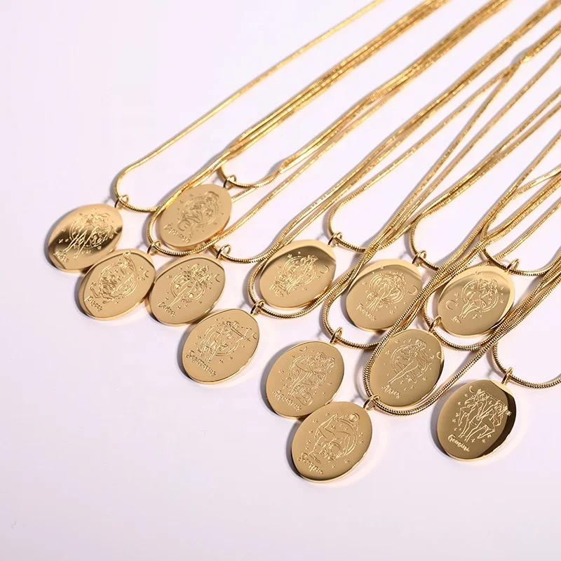 Minimalist Pattern Line Zodiac Pendant Necklace 18K Gold Plated Oval Zodiac Pendant Necklace Zodiac Sign Pendant Necklace
Minimalist Pattern Line Zodiac Pendant Necklace 18K Gold Plated Oval Zodiac Pendant Necklace Zodiac Sign Pendant Necklace