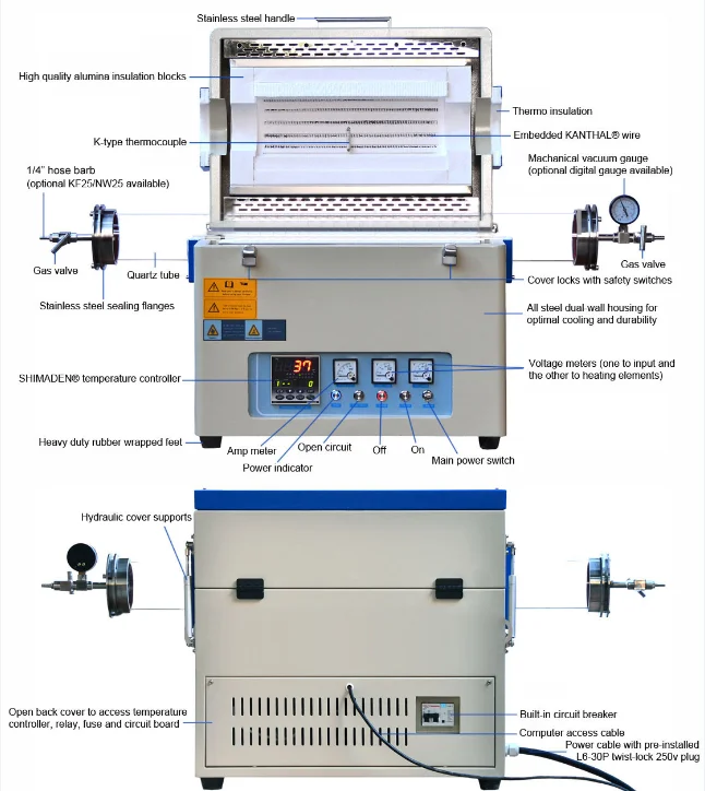 Lab Single Phase 1200C Mini Tube Furnace with Small Tube External Dia25/50*600 mm