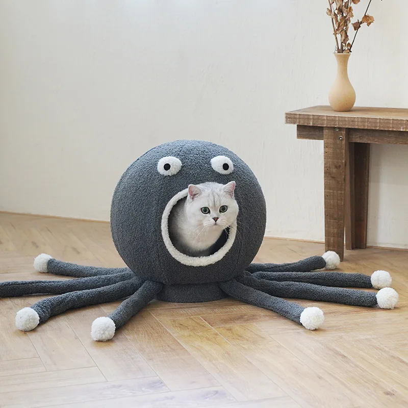 Octopus Shape Soft Warm fancy Bed Cave For Cats, Picture