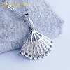 silver charm fan shape stone necklace pendant for wedding rhodium plated silver pendant choker