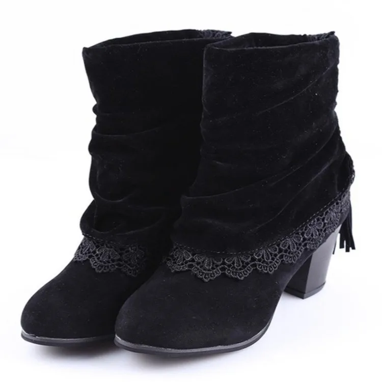 Hot seller lace burn flower ruffled tassel ankle boot high heel thick heel women's shoes factory direct sale, As shown in figure
Hot seller lace burn flower ruffled tassel ankle boot high heel thick heel women's shoes factory direct sale, As shown in figure