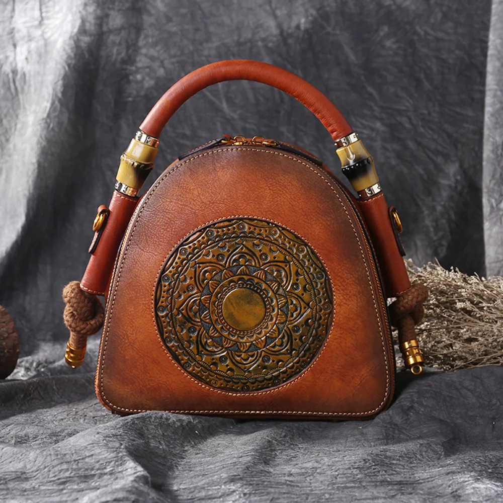 

Kalanta Amazon custom handbag luxury ladies shoulder bag sac a main vintage totem embossed leather handbags