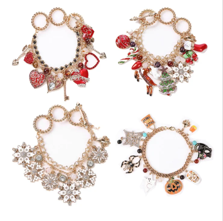 Hot selling halloween christmas bracelets pumpkin ghost spider black cat skull pendant bracelet for women girls gift
Hot selling halloween christmas bracelets pumpkin ghost spider black cat skull pendant bracelet for women girls gift