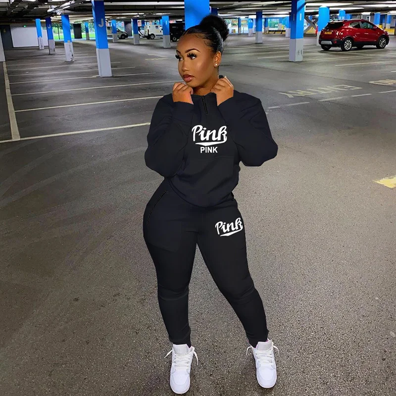 2021 Autumn/Winter Fashion Casual Women's Pink Letter Print Sportswear Zip Sweatshirt Top Pants Two Piece Set
2021 Autumn/Winter Fashion Casual Women's Pink Letter Print Sportswear Zip Sweatshirt Top Pants Two Piece Set