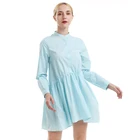 Latest Hot Selling Ladies Sweet Baby-Doll Dresses Women Sky Blue O-Neck Long Sleeve Maid Dress
