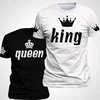 Men Women King Queen Print Couple Matching Shirts Short Sleeve Shirt