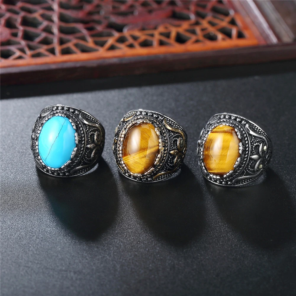 Fashion Retro Men's Ring Gem Men's Titanium Steel Cheap Punk Natural Stone Gemstone Round Micro Insert Ring, Other
Fashion Retro Men's Ring Gem Men's Titanium Steel Cheap Punk Natural Stone Gemstone Round Micro Insert Ring, Other