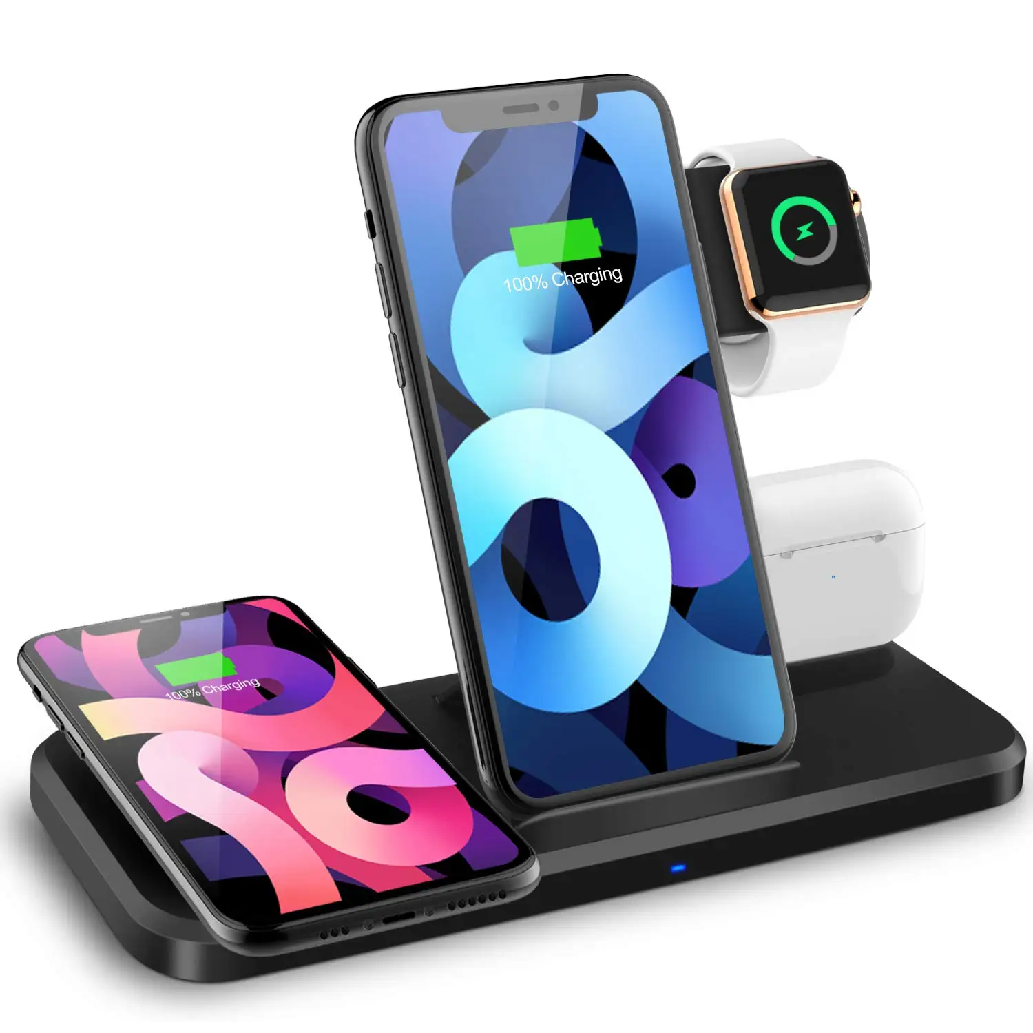 4 in 1 Charging Dock Station for Airpods, 15W Fast Wireless Charging Stand for iPhone 11, 12, pro max, SE, S20, S10, Note 20, Black
4 in 1 Charging Dock Station for Airpods, 15W Fast Wireless Charging Stand for iPhone 11, 12, pro max, SE, S20, S10, Note 20, Black