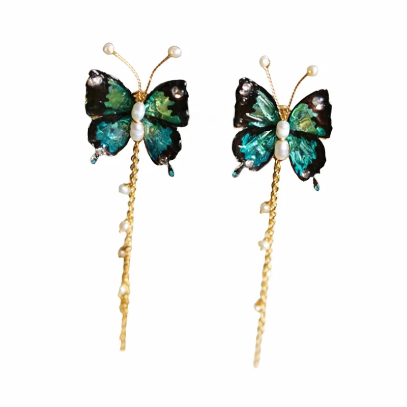 SINZRY original fashion jewelry natural freshwater pearl resin epoxy butterfly tassel handmade drop earrings for women
SINZRY original fashion jewelry natural freshwater pearl resin epoxy butterfly tassel handmade drop earrings for women