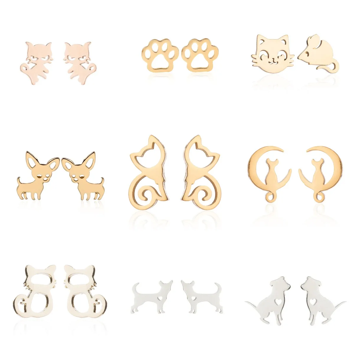 DAIHE Minimalist 18K Gold Silver Plated Stainless Steel Cute Chihuahua Dog Stud Earrings Jewelry For Women 
DAIHE Minimalist 18K Gold Silver Plated Stainless Steel Cute Chihuahua Dog Stud Earrings Jewelry For Women