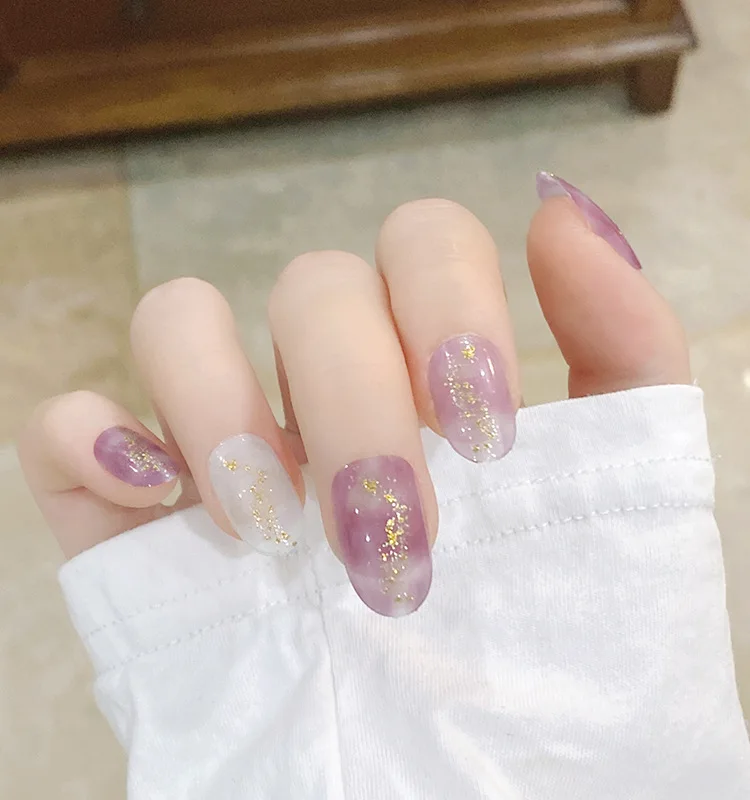Middle long round purple white korean press on nails new press on nails stick on nails press
Middle long round purple white korean press on nails new press on nails stick on nails press